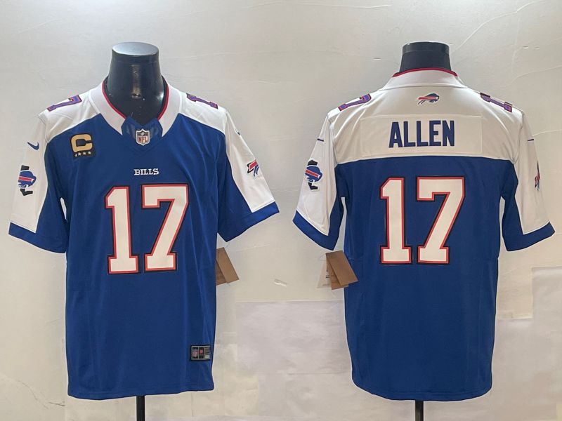 Men Buffalo Bills 17 Allen Blue Thanksgiving three generations 2024 Nike Limited NFL Jersey style 1
